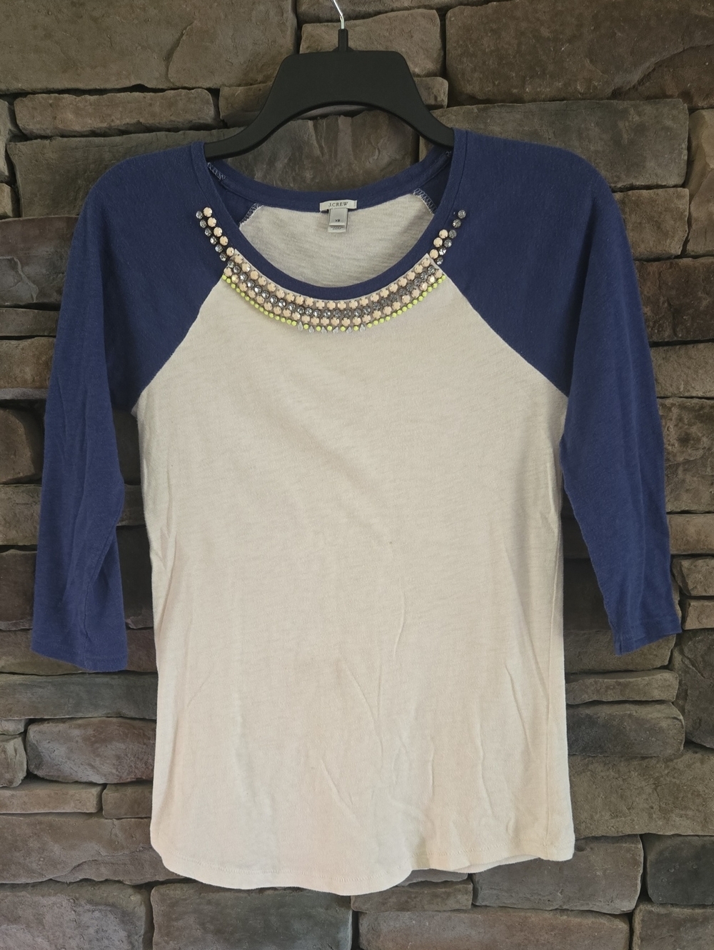J. Crew Raglan Sleeves and Jeweled Neckline